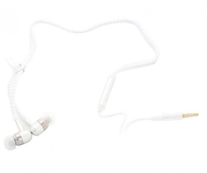 Наушники Zipper White, Mini jack (3.5 мм), вакуумные, микрофон на проводе, кабель 1.15 м